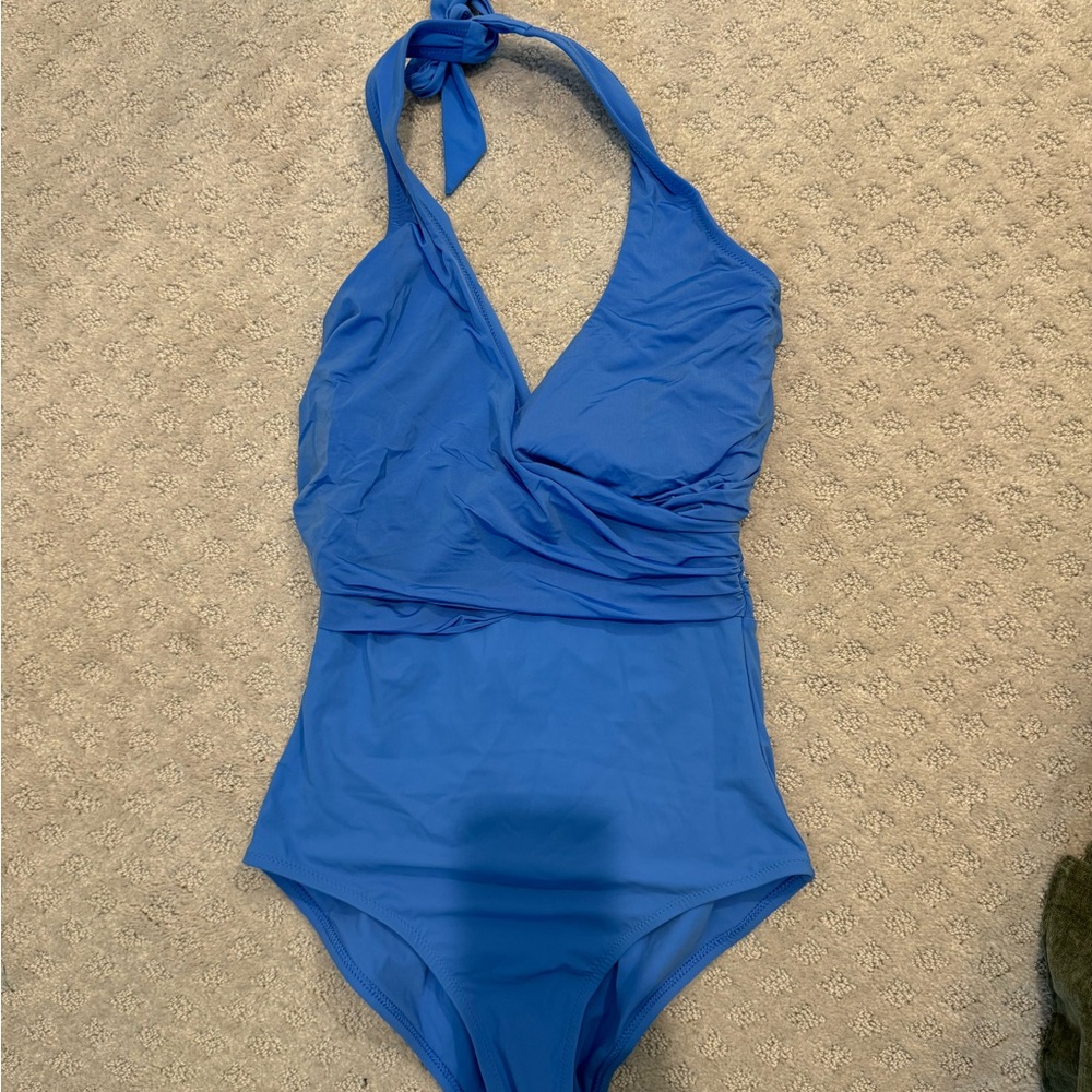 Heidi Klein Blue Halter One-Piece Swimsuit Size Medium